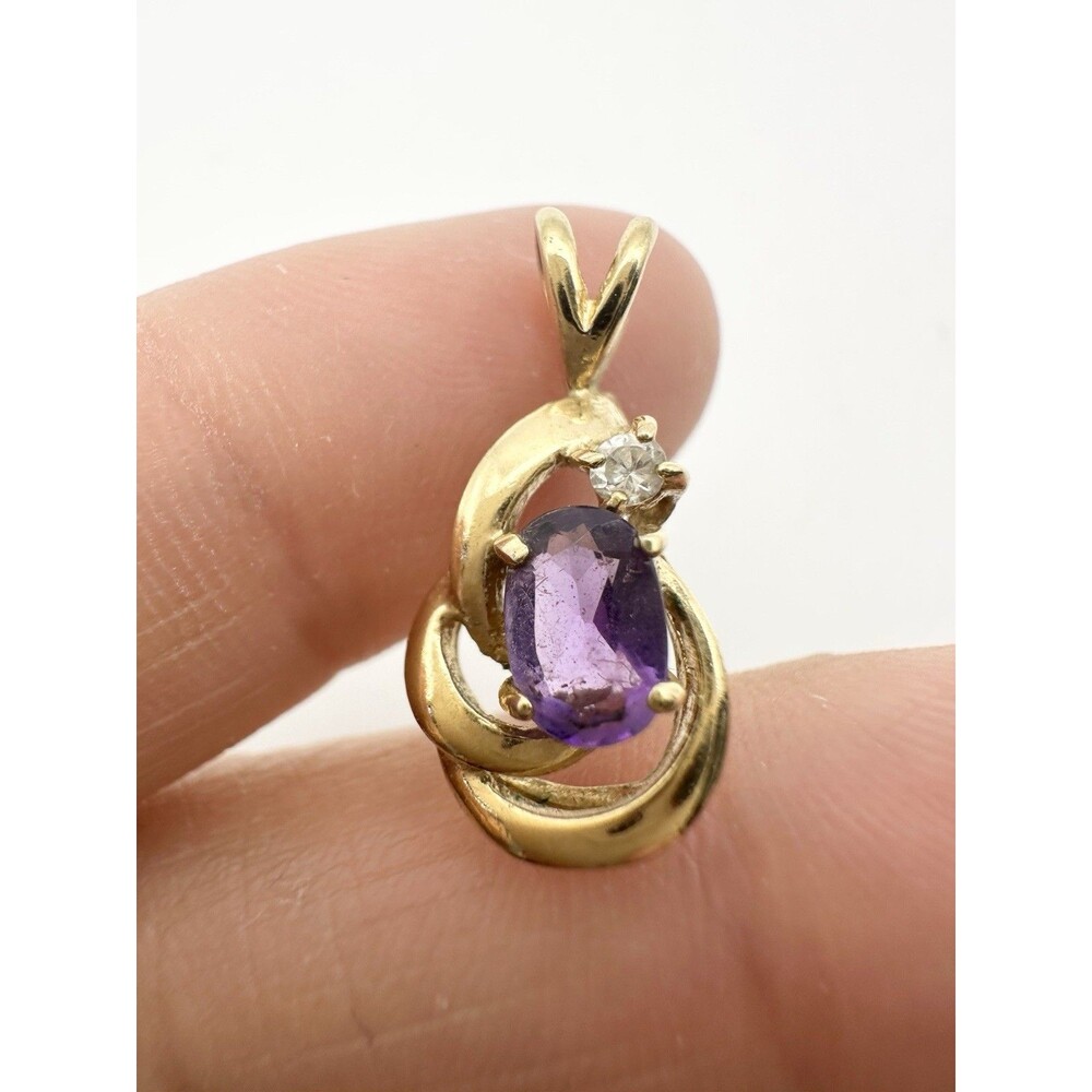 Natural Amethyst Pendant Gold Tone Vintage